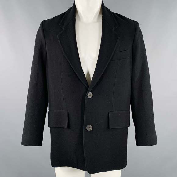 STUDIO NICHOLSON Mizumi Black Crepe Virgin Wool Blend Oversized Jacket - Picture 1 of 8